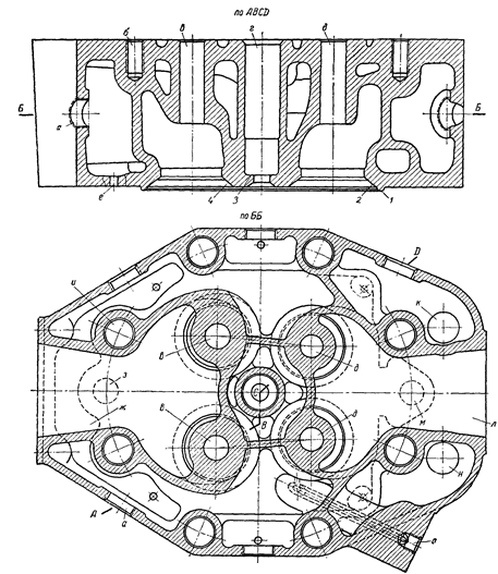Головка блока цилиндра чертеж