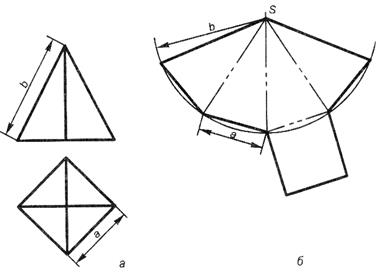 Чертеж развертки поверхности пирамиды